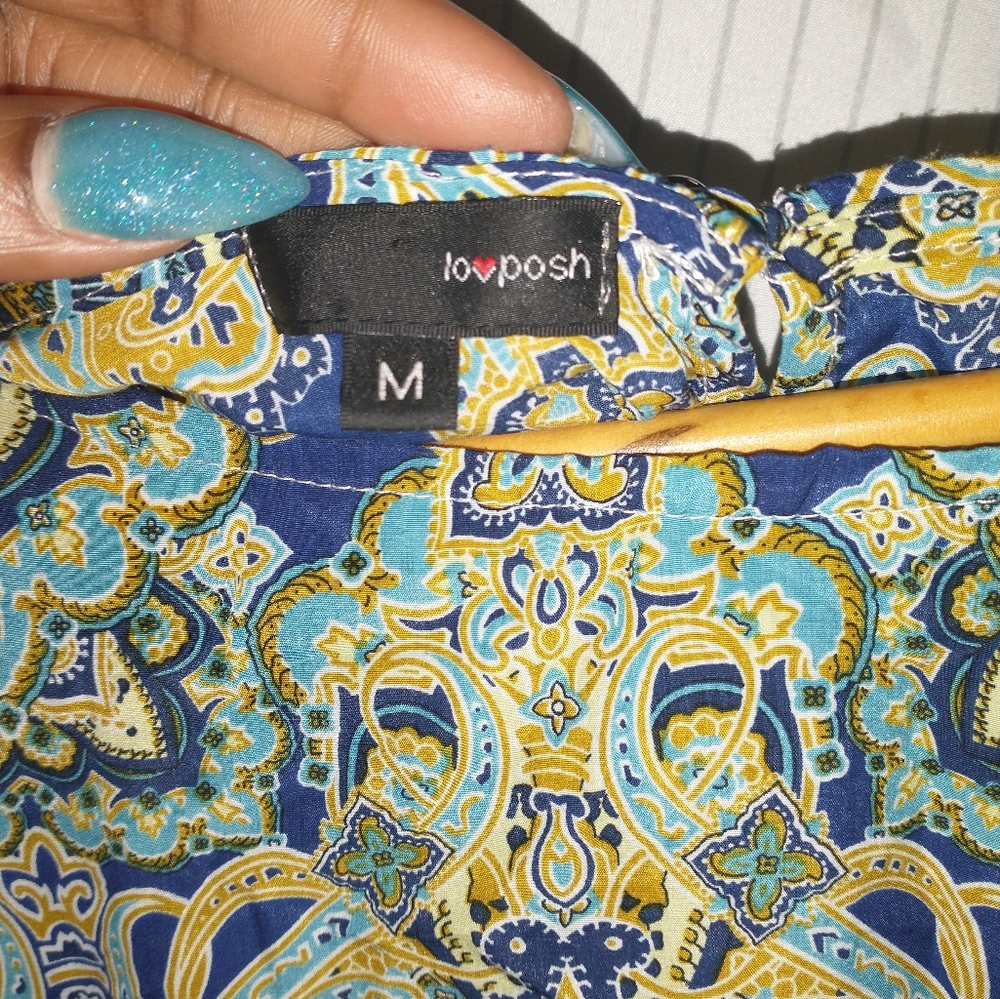 Women's "Lov posh" blue and gold paisley printed dress from Francesca's - Picture 11 of 11